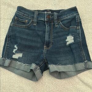 Hollister Blue Jean Shorts Distressed Cuffed